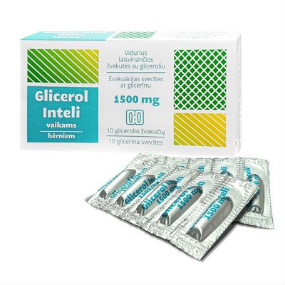 GLICEROL INTELI, 1500 mg, žvakutės vaikams, N10