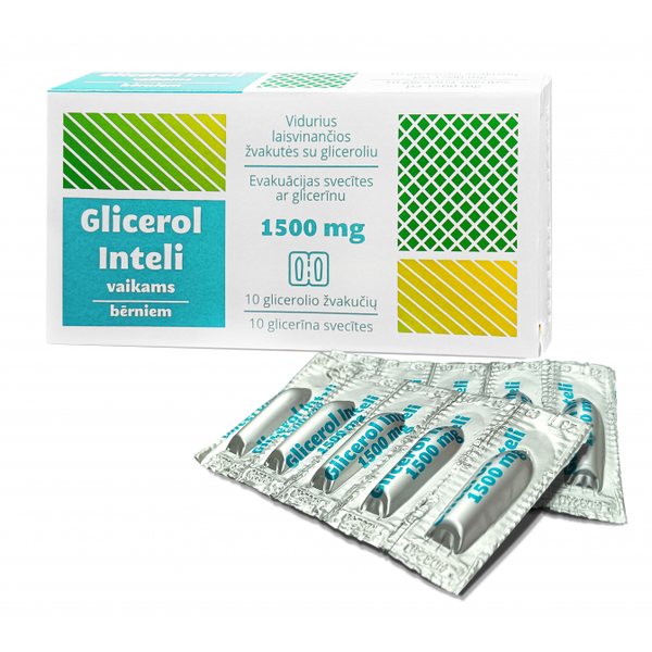 GLICEROL INTELI žvakutės, 1500 mg, 10 vnt