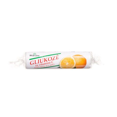 GLIUKOZĖ SU VITAMINU C, apelsinų kvapo, 10 tablečių