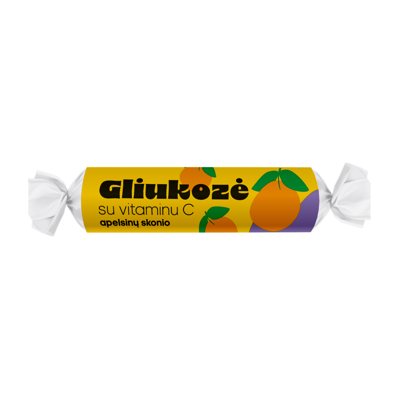 Gliukozė su vitaminu C, apelsinų skonio, 10 vnt