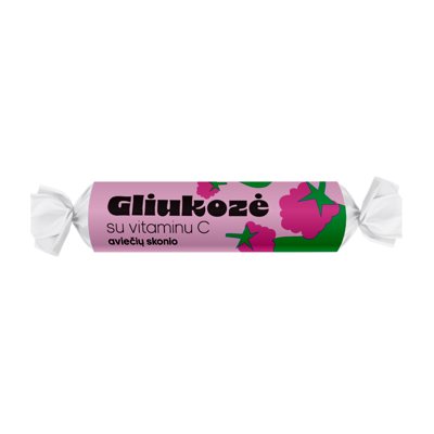 Gliukozė su vitaminu C, aviečių skonio, 10 vnt