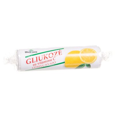 GLIUKOZĖ SU VITAMINU C, citrinų kvapo, 10 tablečių