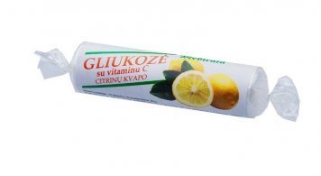 GLIUKOZĖ su vitaminu C Citrinų kvapo tabletės N10, 3 g