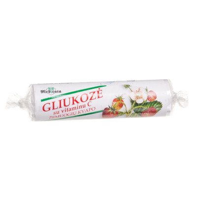 GLIUKOZĖ SU VITAMINU C, žemuogių kvapo, 10 tablečių