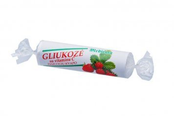 GLIUKOZĖ su Vitaminu C Žemuogių kvapo tabletės N10, 3 g