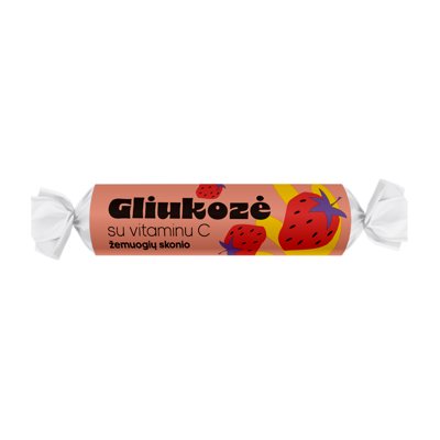 Gliukozė su vitaminu C, žemuogių skonio, 10 vnt
