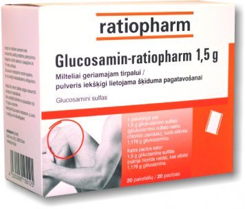 GLUCOSAMIN-Ratiopharm milteliai geriamajam tirpalui N20, 1.5 g