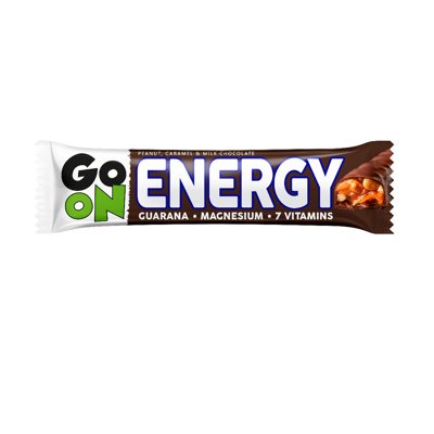 GO ON ENERGY, Peanut&Caramel, batonėlis su kofeinu, 45 g