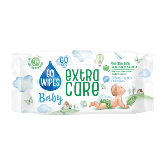 GO WIPES drėgnos servetėlės vaikams, nuo 0 mėn., 60 vnt