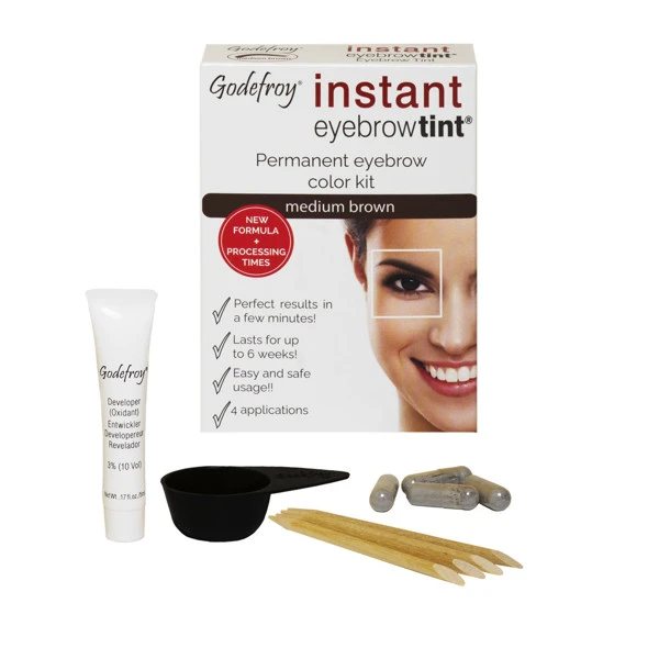 GODEFROY antakių dažymo rinkinys INSTANT EYEBROW TINT, (medium brown), ruda spalva N1, Vnt