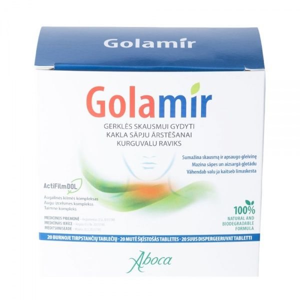 GOLAMIR burnoje tirpstančios tabletės, 20 vnt