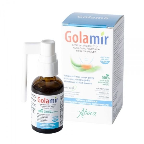 GOLAMIR gerklės purškalas, miško uogų ir gervuogių skonio, 30 ml