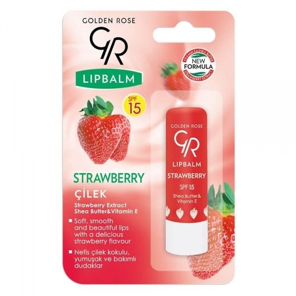GOLDEN ROSE lūpų balzamas STRAWBERRY, SPF15, Nr. 04, 4.6 g