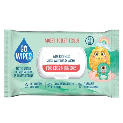 GOWIPES FOR KIDS&JUNIORS, Drėgnas tualetinis popierius, vaikiškas, 44 vnt