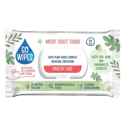 GOWIPES PROCTO CARE, Drėgnas tualetinis popierius, 44 vnt