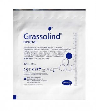 GRASSOLIND Neutral sterilus tinklelinis tvarstis, 10 x 10 cm