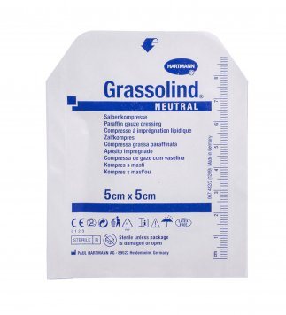 GRASSOLIND Neutral sterilus tinklelinis tvarstis, 5 x 5 cm