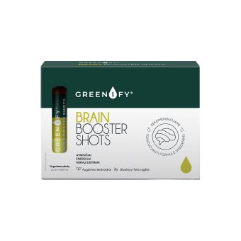 GREENIFY Brain Booster Shots, protinei veiklai, koncentracijai, 14 buteliukų