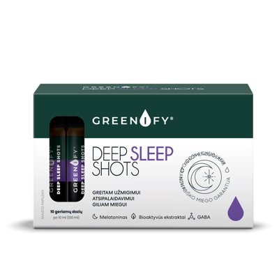 Greenify Deep Sleep Shots, kokybiškam miegui ir atsipalaidavimui, N10, 10 ml