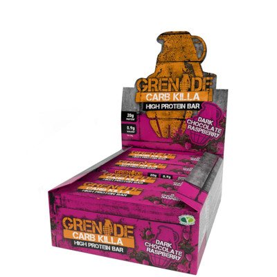 GRENADE CARB KILLA BAR, baltyminiai batonėliai, juodo šokolado avietės skonio, 12 x 60 g
