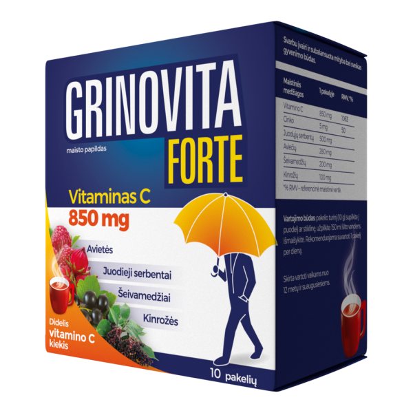 GRINOVITA maisto papildas milteliais FORTE, 10 pak.