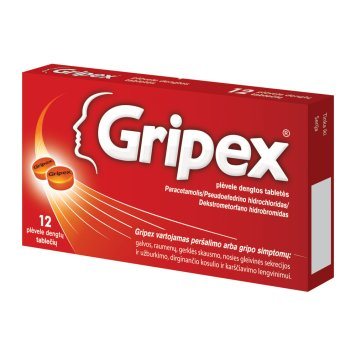 GRIPEX 325 mg/30 mg/10 mg plėvele dengtos tabletės N12