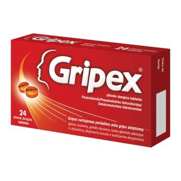 GRIPEX 325 mg/30 mg/10 mg plėvele dengtos tabletės N24