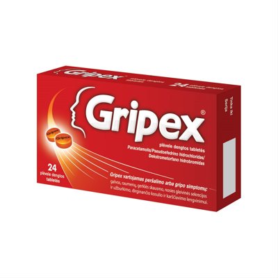 GRIPEX, plėvele dengtos tabletės, N24