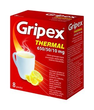 GRIPEX Thermal 650 mg/50 mg/10 mg milteliai geriamajam tirpalui N8