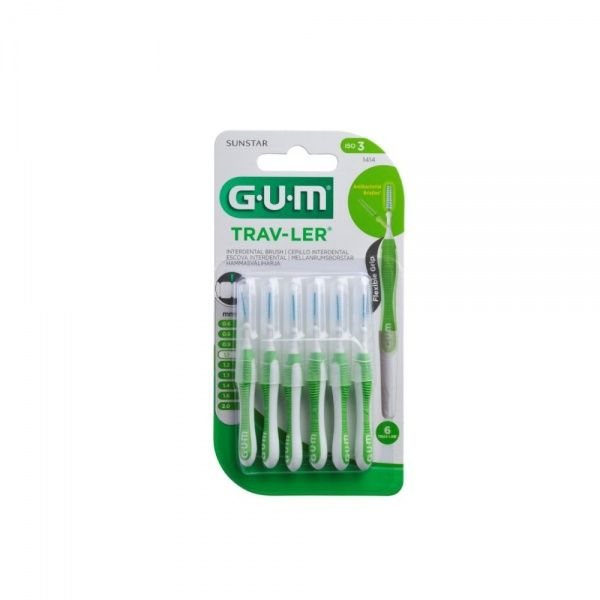 G.U.M antibakterinis tarpdančių šepetėlis TRAV-LER 1414, 6 vnt., 1.1 mm