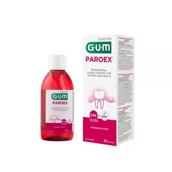 G.U.M burnos skalavimo skystis PAROEX 0,12% CHX + 0,05% CPC, 300 ml