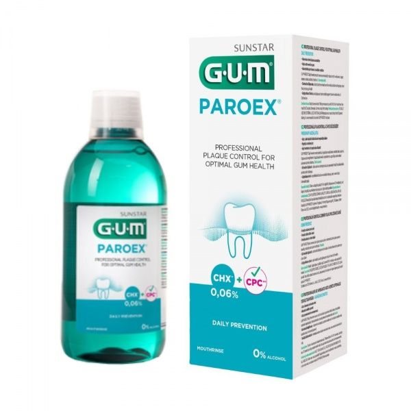 G.U.M burnos skalavimo skystis PAROEX CHX 0,06 % + CPC, 500 ml