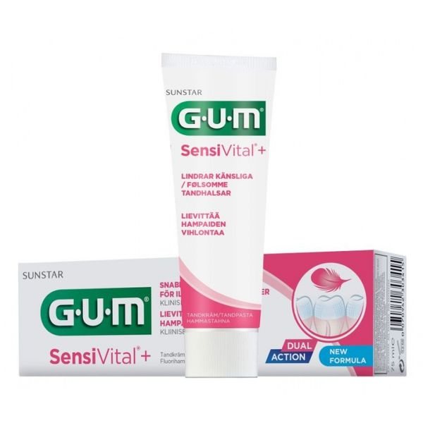 GUM dantų pasta SENSIVITAL+, švelnaus mėtų skonio, 75 ml