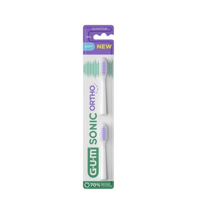 GUM SONIC ORTHO (4112), šepetėlio pakeičiama galvutė, 2 vnt