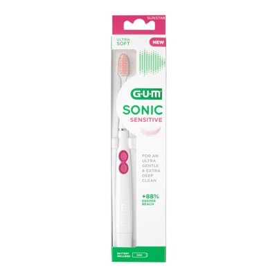 G.U.M.® SONIC SENSITIVE, dantų šepetėlis (su baterija)
