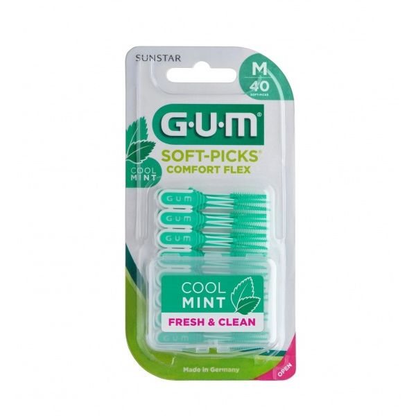 G.U.M tarpdančių krapštukai su mėta SOFT PICS COMFORT FLEX, minkšti, 40 vnt