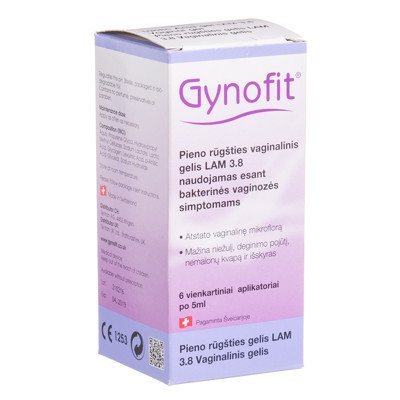 GYNOFIT, vaginalinis pieno rūgšties gelis, 6 vnt., 5 ml