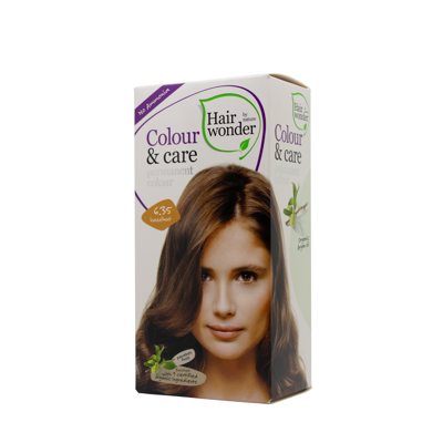 HAIRWONDER Colour & Care ilgalaikiai plaukų dažai be amoniako, spalva riešuto 6.35, 100 ml