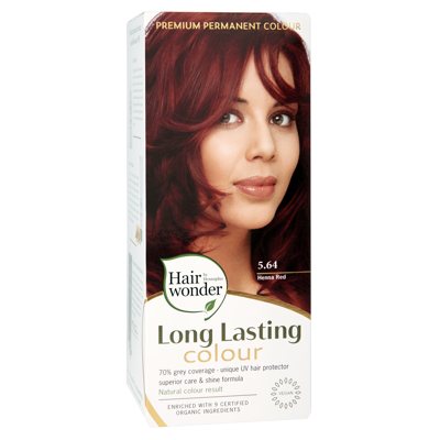 HAIRWONDER Ilgalaikiai plaukų dažai su 9 ekologiškais ekstraktais, henna raudona 5.64, 100 ml