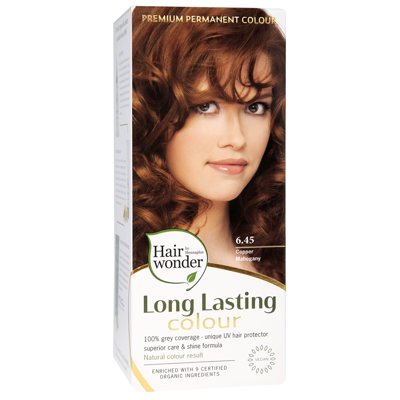 HAIRWONDER Ilgalaikiai plaukų dažai su 9 ekologiškais ekstraktais, raudonmedžio vario 6.45, 100 ml