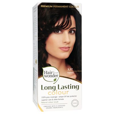HAIRWONDER Ilgalaikiai plaukų dažai su 9 ekologiškais ekstraktais, spalva espresso 3.37, 100 ml
