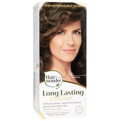 HAIRWONDER Ilgalaikiai plaukų dažai su 9 ekologiškais ekstraktais, spalva šviesi ruda 5, 100 ml