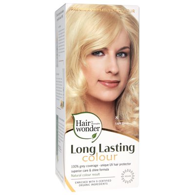 HAIRWONDER Ilgalaikiai plaukų dažai su 9 ekologiškais ekstraktais, šviesi blondinė 8, 100 ml