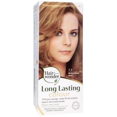 HAIRWONDER Ilgalaikiai plaukų dažai su 9 ekologiškais ekstraktais, vidut.aukso blondinė 7.3, 100 ml
