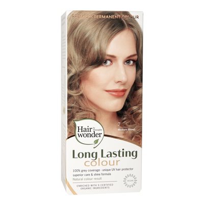 HAIRWONDER Ilgalaikiai plaukų dažai su 9 ekologiškais ekstraktais, vidutinė blondinė 7, 100 ml