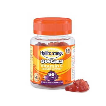 HALIBORANGE guminukai VITAMIN C, juodųjų serbentų skonio, 3–., 30 guminukų, 12 m