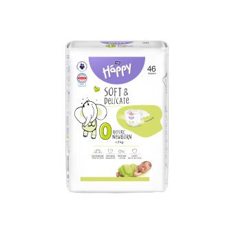 HAPPY sauskelnės BEFOR NEWBORN, iki, bekvapės, 46 vnt., 2 kg