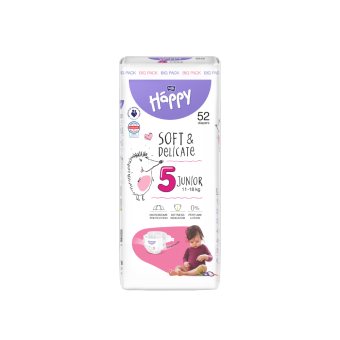 HAPPY sauskelnės JUNIOR, 11–, bekvapės, 52 vnt., 18 kg