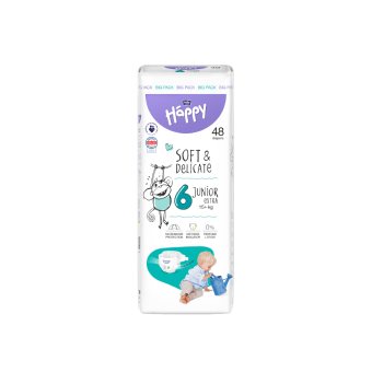 HAPPY sauskelnės JUNIOR EXTRA, 15+ kg, bekvapės, 48 vnt