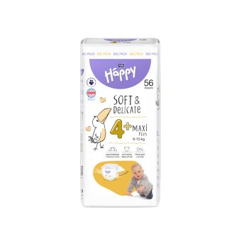 HAPPY sauskelnės MAXI PLUS, 9–, bekvapės, 56 vnt., 15 kg
